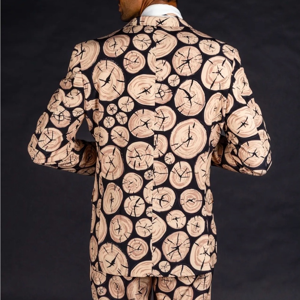 Wood Patterned Blazer - Shinesty